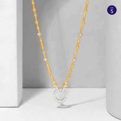 สร้อยคอทองคำ 99.99% ขั้วเพชร ดีไซน์ปล้องลูกคิด (Size S)