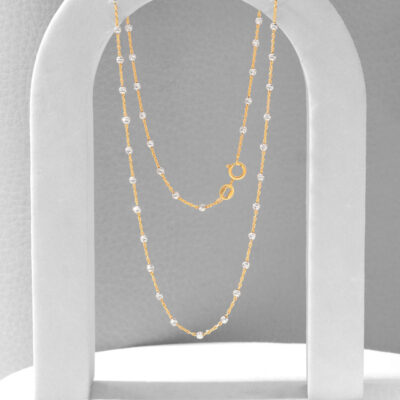 'NINA' สร้อยคออิตาลี 18K โซ่ตัดลาย ขาว–ทอง
